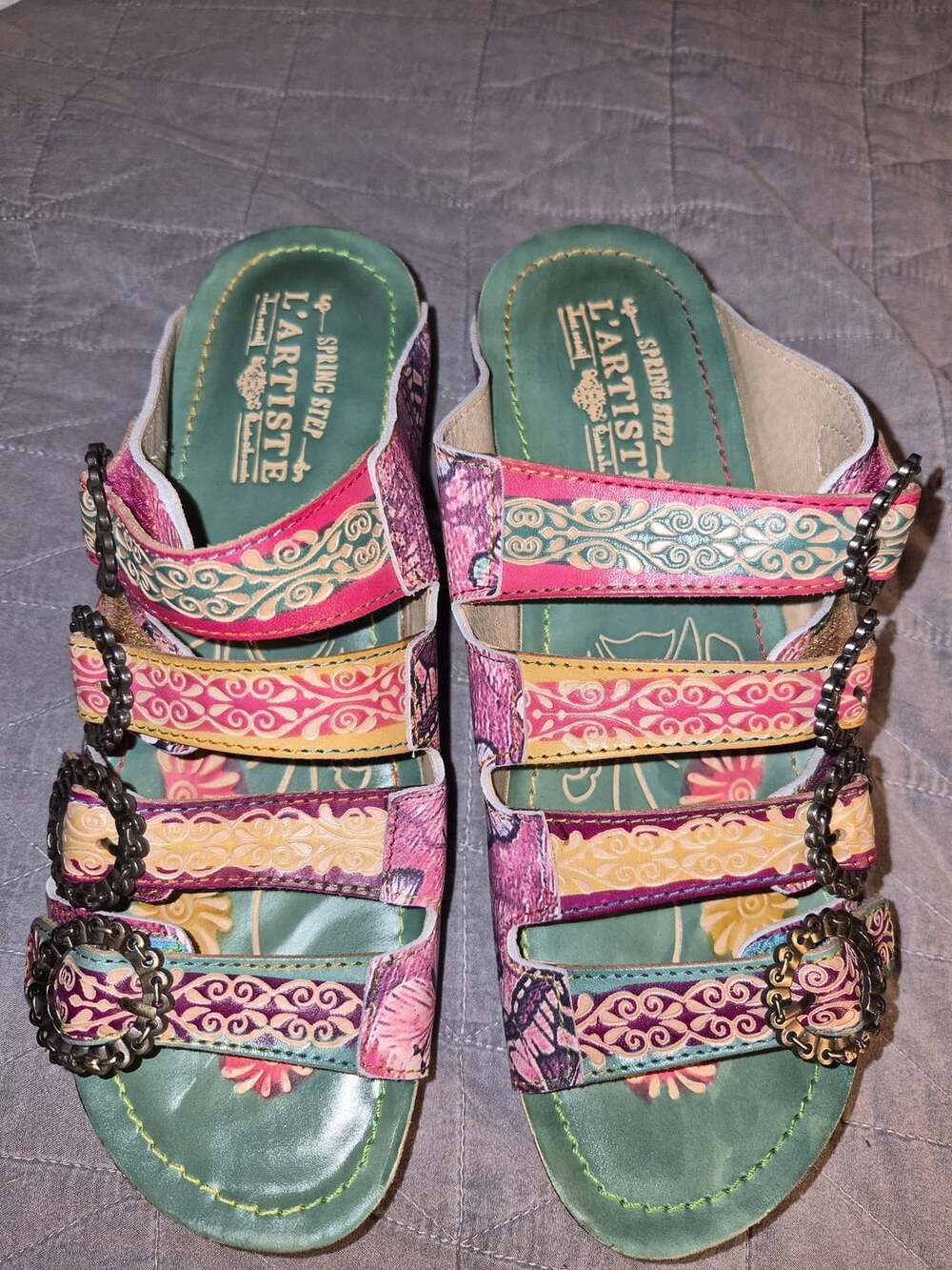 L'Artiste by Spring Step Bellini Hand-Painted Butterfly Floral Embossed Leather